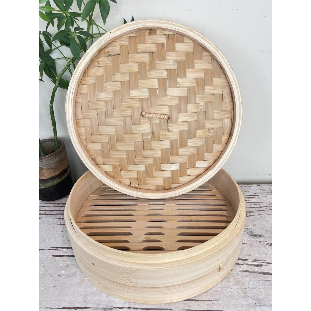 Williams Sonoma Traditional Bamboo Steamer / 100% Organic Natural Bamboo / Steam